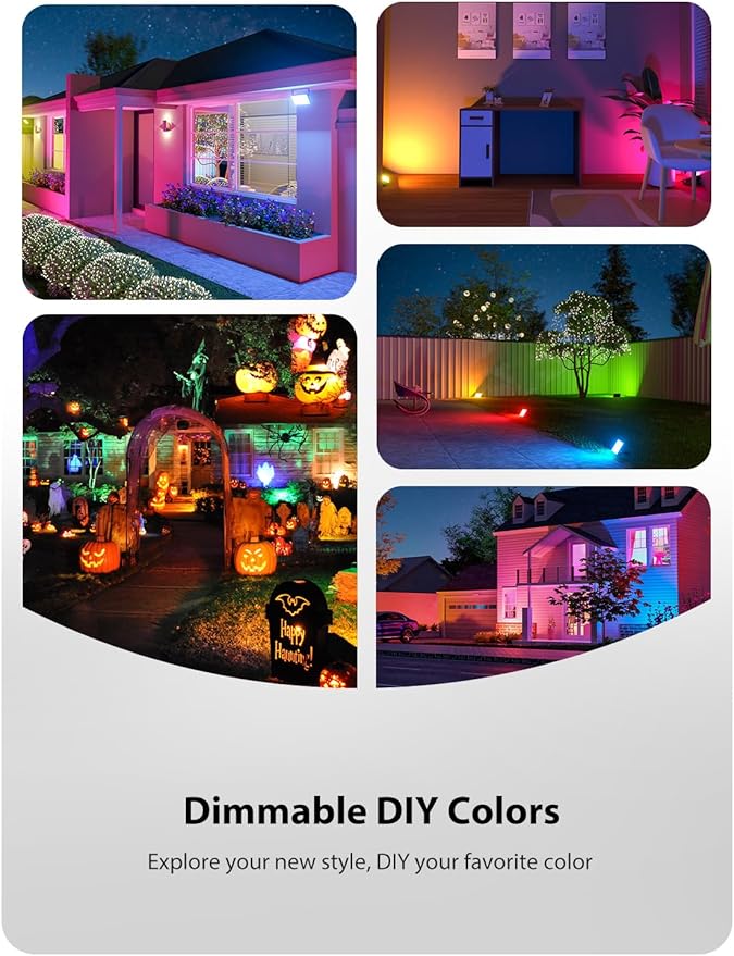 Onforu LED Flood Light Outdoor 35W Color Changing RGBW Floodlight with Remote 2700K Warm White IP66 Stage Lighting Indoor Uplights for Events Uplighting for Party 4 Pack