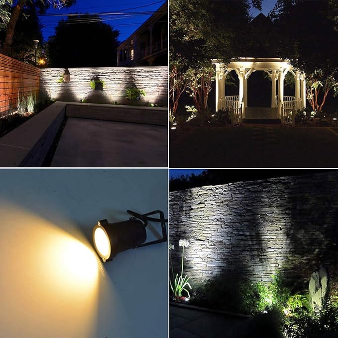Romwish 120V Landscape Spotlights Outdoor Landscape Lighting for Yard 3000K Warm White Landscaping Lights with Stake 5W IP65 Waterproof Flag Spotlight for House Garden Lawn Decorative (6 Pack)