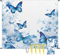 Waterproof Sandproof Beach Blanket 59''×68'' Butterfly Polyester Outdoor Picnic Blanket with 4 Stakes &amp Storage Bag for BeachCampingVacation Light Blue
