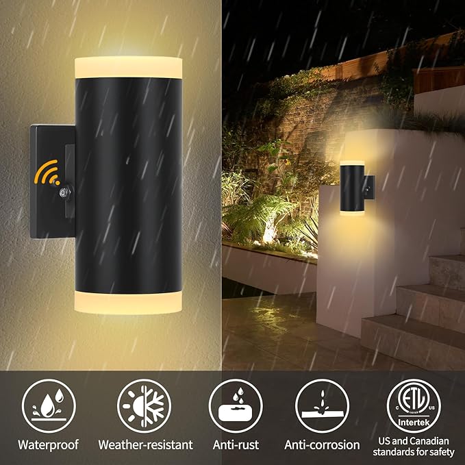Dusk to Dawn Outdoor Lighting ZUUKOLE Waterproof Exterior Wall Lantern Anti-Rust Aluminum Wall Mount Lighting Cylinder Design – Up Down Lights Outdoor for Porch Patio or Garage 2 Pack