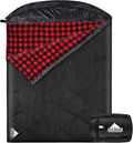 AGEMORE Cotton Flannel Double Sleeping Bag with Fleece Lined Hood Waterproof Queen Size 2 Person Sleeping Bag for Adults Cold Weather Camping Backpacking or Hiking 3-4season