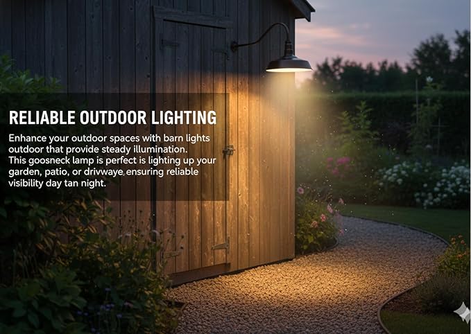 AGB101-AS18-DBZ Gooseneck Barn Light - BDARK Bronze Outdoor Dome with Incandescent Downlight | Wall-Mount Fixture for Patios Gardens Pathways and Large Outdoor Living Spaces