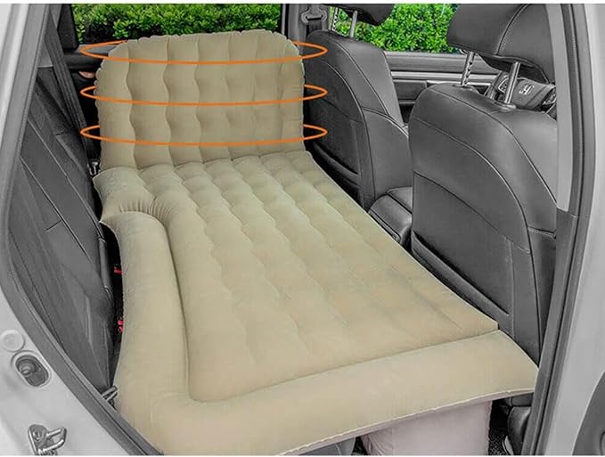 Car Air Mattress for Nissan Kicks (P16) 2019 2020 2021 2022 2023 2024 Car Mattress Inflatable Bed Portable Foldable with Pillow Camping Travel Car AccessoriesBeige