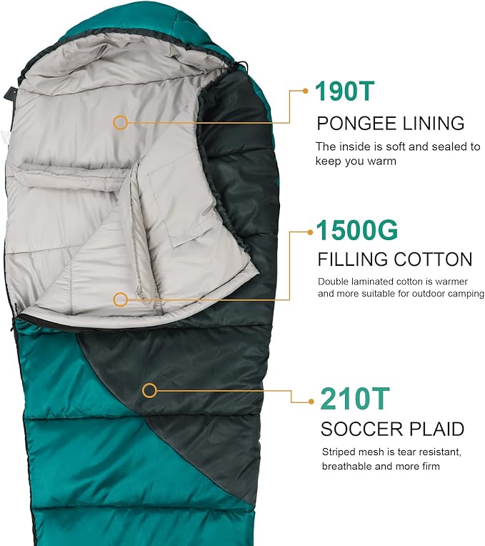 Northroad Mummy Sleeping Bag 14-59 ℉ 3-4 Season Warm &amp Cool Weather Summer Spring Fall Lightweight Washable Sleeping Bag for Outdoor Camping Hiking Travel Hunting