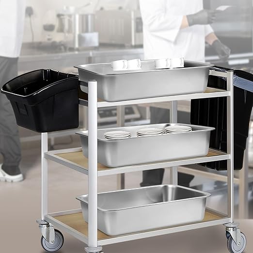 3 Pack Stainless Steel Commercial Bus Tubs Food Grade Meat Processing Tubs Lug Wash Basin Tote Box for Dishwashing Kitchen Restaurant Utility (13 L)