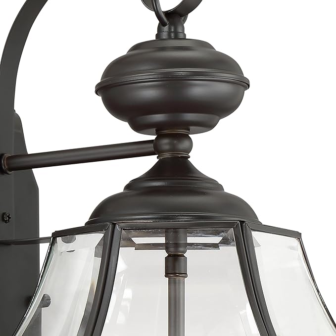 Quoizel Newbury 20 Outdoor Wall Lantern 2-Light Medici Bronze with Clear Beveled Glass E12 Base French Country Style