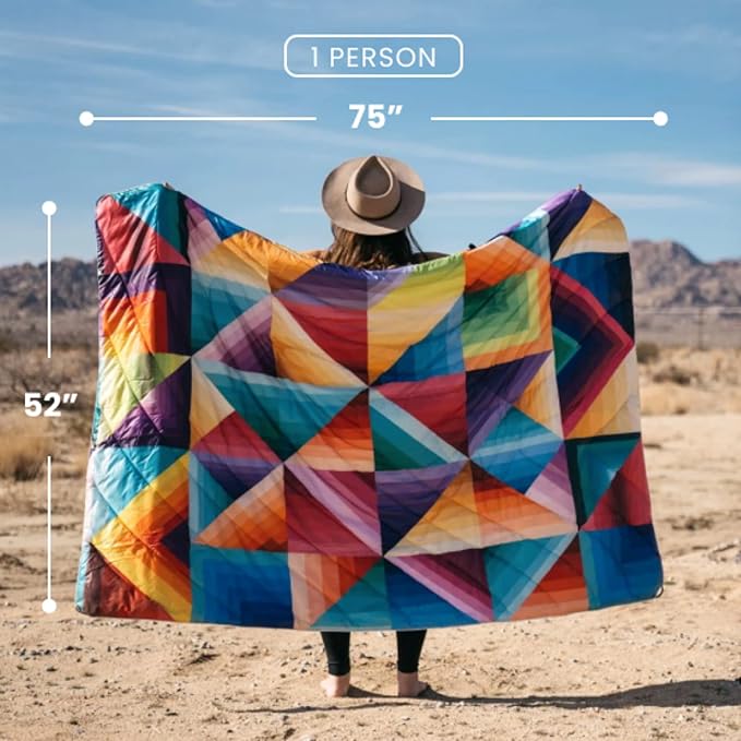 Rumpl Original Puffy Blanket - Warm Water-Resistant Camping Blanket with 100% Recycled Synthetic Insulation 52x75 Original Puffy V1 Arizona Fade