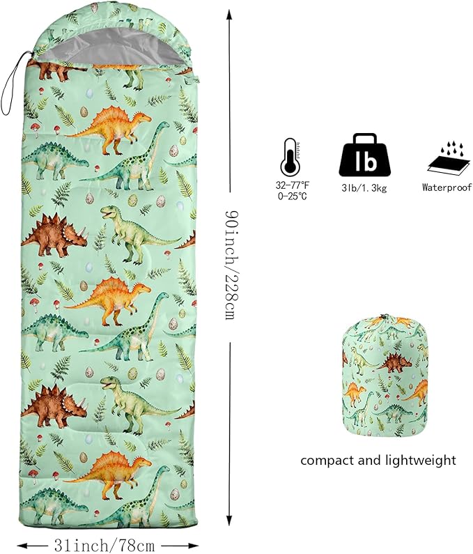 AILONEN Cartoon Camping Sleeping Bag for Boys Girls AdultsLightweight &amp Waterproof3 Season Warm &amp Cold WeatherPortablePrinted Sleeping BagTravelingCampingHiking