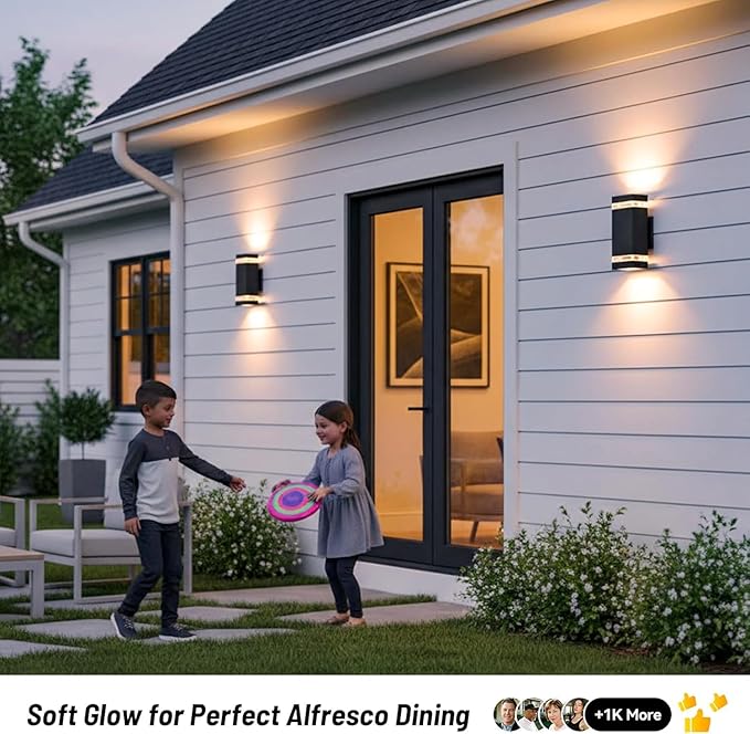 Dusk to Dawn Outdoor Wall Light Modern Up Down LED Wall Sconce Aluminum Waterproof Exterior Lighting Fixture Porch Lights for House Patio Sensor ETL
