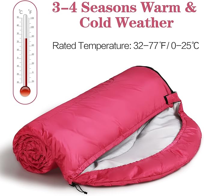 Sleeping Bags for Adults Teens &amp Kids - Use for 3-4 Seasons Warm &amp Cold Weather - LightweightWaterproof Use for Backpacking Hiking and Camping