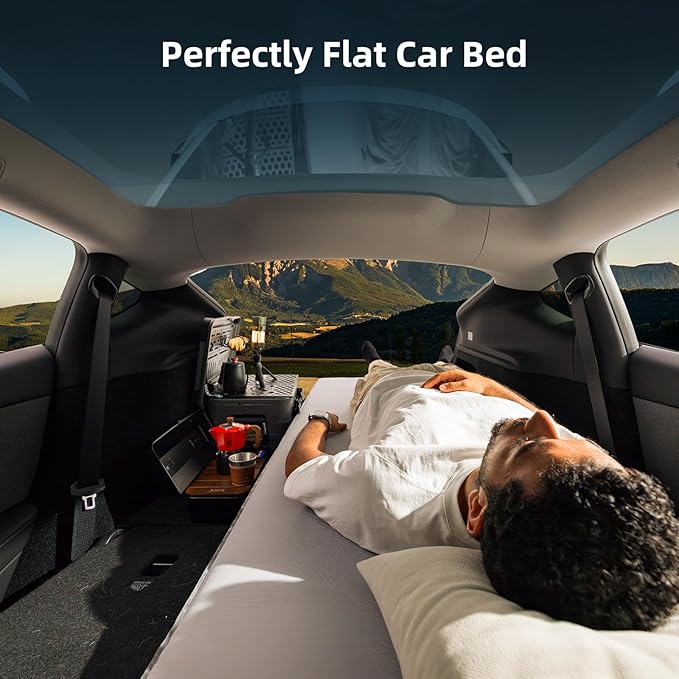 Tesla Model Y Solo Mattress Wedge Design &amp 6.7-Inch Solid Foam for Flat Car Bed Portable Camping Mattress w/Built-in Pump for Solo Campers Hiking Nap Road Trip