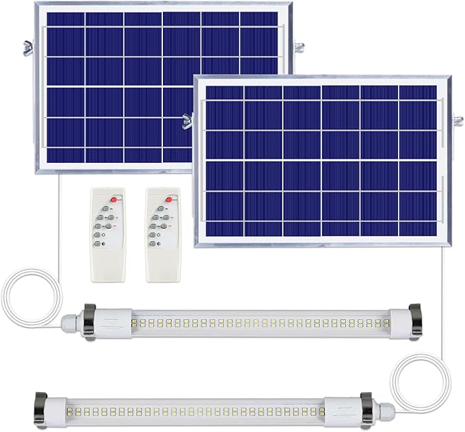 MEIHONG 2 Pack Solar Chicken Coop Lights with Timer | Dimmable LED Solar Shed Lights IP66 Waterproof &amp 16.4ft Cord | with Dusk to Dawn Sensor | Hanging Ceiling Light for Poultry Farms Coops