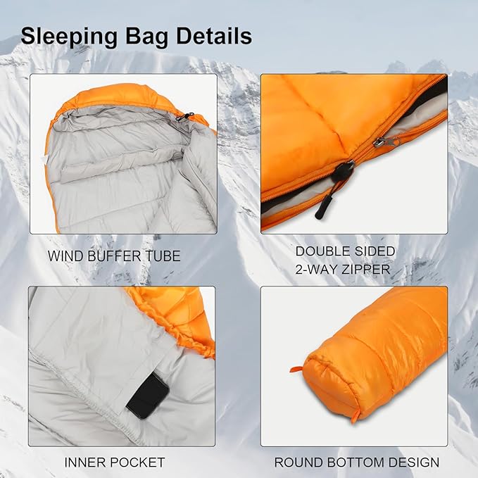Northroad Mummy Sleeping Bag 14-59 ℉ 3-4 Season Warm &amp Cool Weather Summer Spring Fall Lightweight Washable Sleeping Bag for Outdoor Camping Hiking Travel Hunting