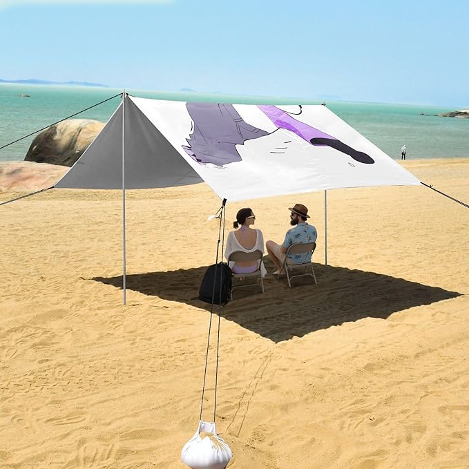 ALAZA Funny Panda Dabbing Beach Tent Sun Shelter UPF50+ Protection Beach Shade Canopy w/ 4 Sandbags for Outdoor Camping Fishing Backyard Fun Picnic 10x9 ft