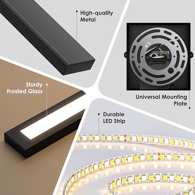 BesLowe 2-Pack 31.75inch Long Outdoor Wall Lights Modern LED Exterior Lighting Fixtures Wall Mount Waterproof Porch Lights Outdoor Wall Sconces Black Outside Lights for House Front Door Garage