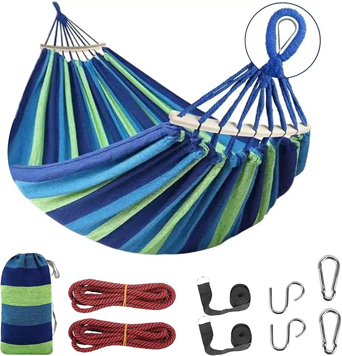 Durable Hammocks 660 Lbs Capacity Camping Essentials Hiking Gear Accessories Max 2 X Tree Straps &amp Carabiners &amp Duckbilled Buckle &amp Thicker Rope &amp Portable Carrying Bag Included (Blue