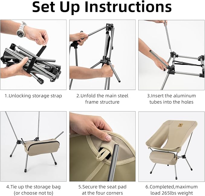 Backpacking Chair Portable Folding Camp Chair Compact Foldable Chairs Ultra Lightweight Outdoor Balcony/Garden/Travel/Party/Fishing Chair with Storage Bag