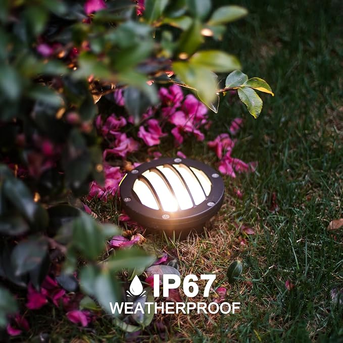 GOODSMANN Landscape Lights 8PK Low Voltage Well Lights 4 Watt 200 Lumen LED Landscape Lighting 2800K Warm White Metal In-Ground Light with Cable Connectors