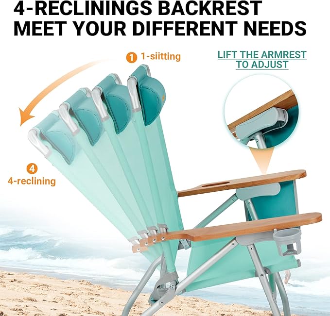 #WEJOY Folding Webbed Lawn Beach Chair - Heavy Duty Portable Outdoor Chair with Hard Armrest for CampingGardenConcertsFestivals and Sand Picnic BBQ265 LBS