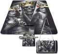 Gothic Skulls Damask Style Black White Waterproof Outdoor Picnic Blanket Sandproof Beach Mat for Camping Hiking Grass Travelling
