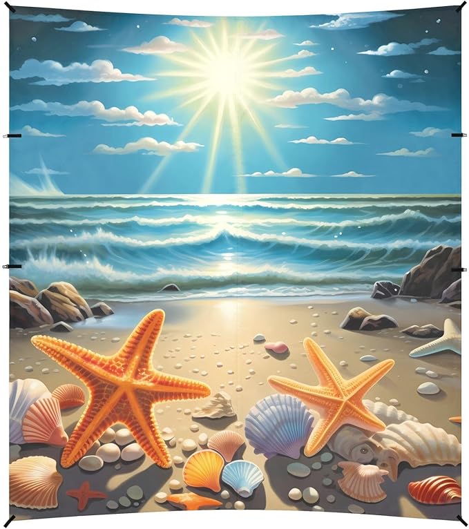 Summer Beach Seashell StarfishCamping Sun Shelters 9.2 x 10.5 FT Beach Canopy Tent Sun Shade with Carrying Bag for Camping Trips Fishing Backyard Fun or Picnics 21340948