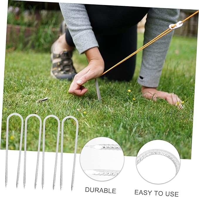 4Pcs Steel Stakes for Trampoline Heavy Duty Ground Nails Garden Anchors for Secure Camping Tent Canopy Fixation Enhanced Stability for Jumping