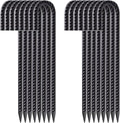 FEED GARDEN 12 Inch 16 Pack Rebar Stakes Heavy Duty J Hook Galvanized Ground Stakes Tent Stakes Steel Ground Anchors Chain Link Fence Stakes Trampoline Stakes Black