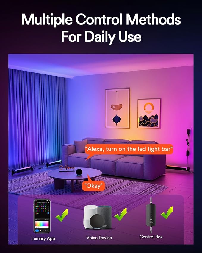 Lumary Smart Outdoor Led Light Bar RGBAIWW Color Changing Wall Washer Lights IP65 Backyard Ambient Floodlights Landscape Lighting for Room/Garden/Halloween/Christmas APP&ampVoice Control 4 Pack