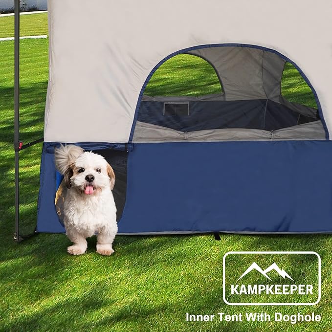KAMPKEEPER Camping Inner Tent for Pop Up Canopy Converts 10'x10' Straight Leg Canopy into Camping Tent with 1 Dog Hole–Fully Vented Roof(TOP &amp Frame NOT Included) Navy Blue