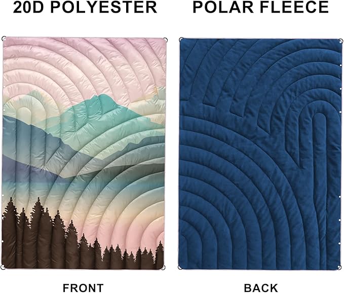 Mini Camping Blanket Puffy Polar Fleece Blanket Lightweight Warm Outdoor Blanket for CampingTraveling Stadium Hiking Picnics