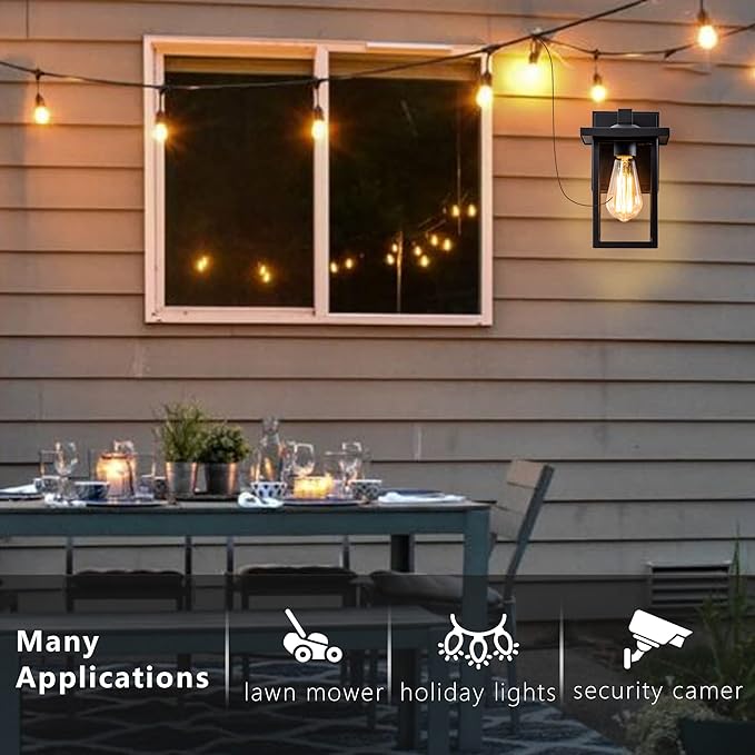 Porch Lights with GFCI Outlet Black Outdoor Light Wall Mount Waterproof Exterior Light Fixture with Outlet Wall Sconce for House Garage Patio