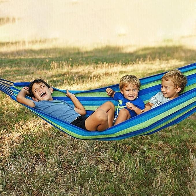 Cotton Brazilian Hammock Soft and Comfortable Single Hammock for Patio Porch Garden Backyard and Camping Breathable Canvas Fabric 220lb Weight Capacity Portable with Carry Bag