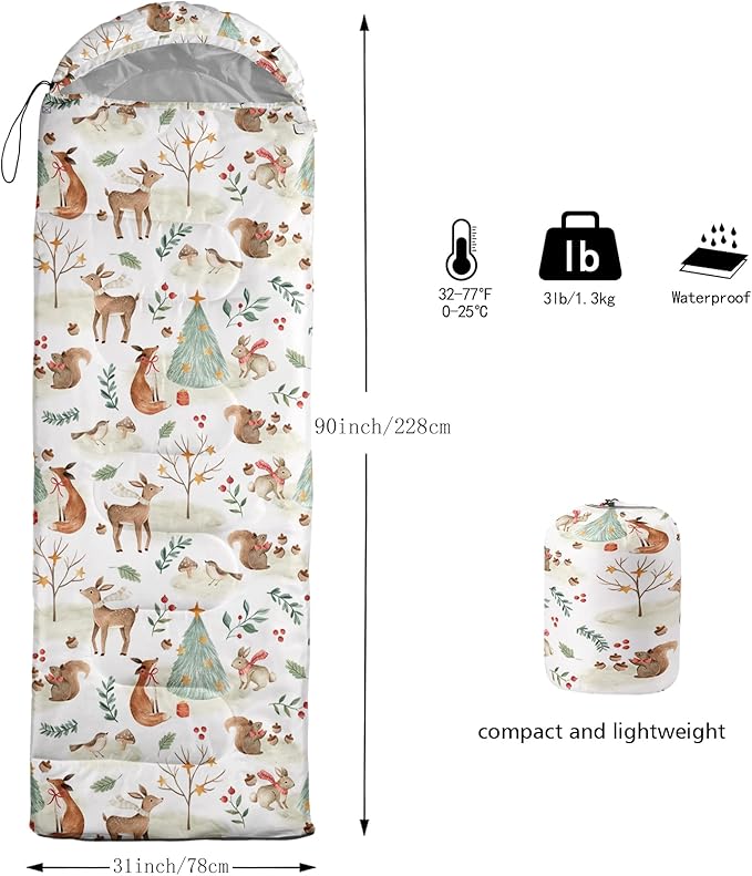 QOOMO Camping Sleeping Bags3 Season Warm &amp Cool WeatherLightweightWaterproof Sleeping Bags for Adults &amp KidsTravelingand OutdoorsCamping Gear Equipment