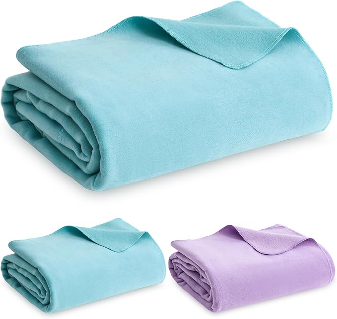Peryiter 2 Pcs Military Wool Blanket Large 64 x 88 Camping Blanket Survival 3.3 Lbs Each Thick Thermal Washable Emergency Blanket for Outdoors Sporting Events Survival Kits (Purple Bean Green)