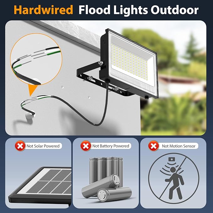 Onforu 150W LED Flood Light Outdoor15000LM Security Lights IP66 Waterproof Outdoor Floodlight 2 Pack 6500K Daylight White LED Exterior Lighting for Basketball Court Stadium Playground