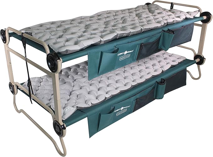 Disc-O-Bed XL Quilted Disc-Pad Portable Camping Cot Accessory Inflatable Mattress Sleeping Pad with Patch Kit and Carry Bag Gray