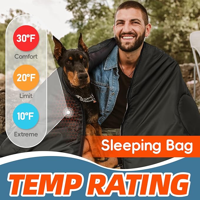 MEREZA 0 Degree Winter Sleeping Bag for Adults Kids with Pillow Cold Weather Sleeping Bag for 4 Season Camping Hiking Backpacking Sleeping Bags for Big and Tall
