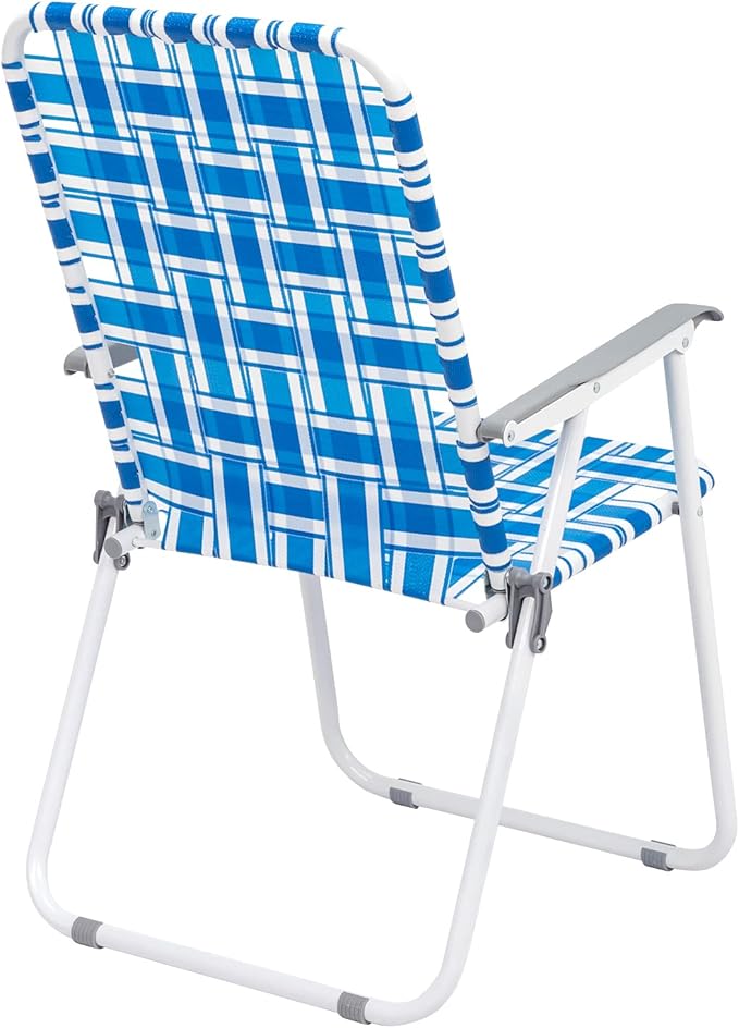 Set of 2 Classic Outdoor Camping ChairsPatio Folding Lawn ChairOutdoor Beach Portable Folding Camping Chair for Garden Pool Beach Backyard (Blue&amp White Strip)