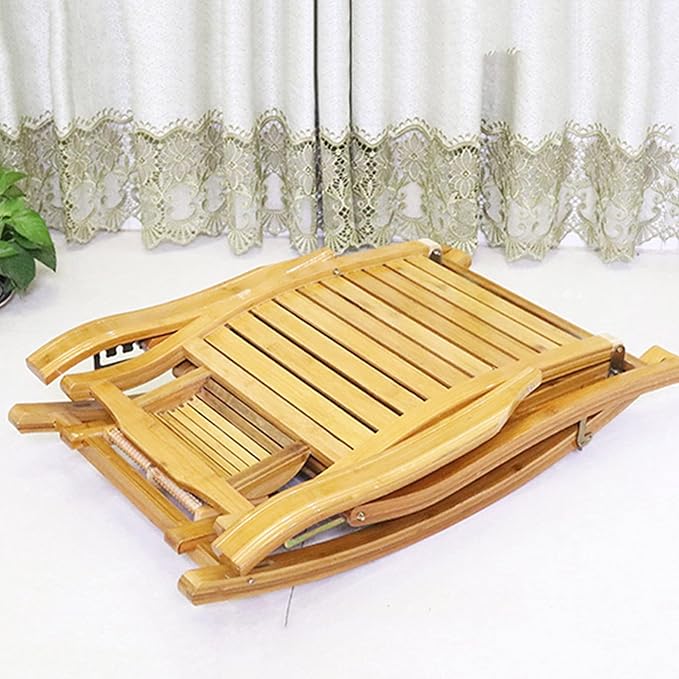 Outdoor Camping Recliner Folding Extended Bamboo Wood Lounge Deck Chair Adjustable Backrest Sun Lounger with Age Footstool Retractable Footrest