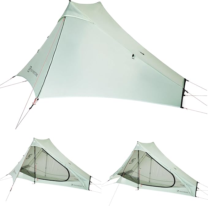 Featherstone Backbone Ultralight Tent for Backpacking Camping Thru Hiking - Trekking Pole Backpacking Tent - Waterproof Single-Wall Durable Shelter - Compact Light &amp Easy to Carry