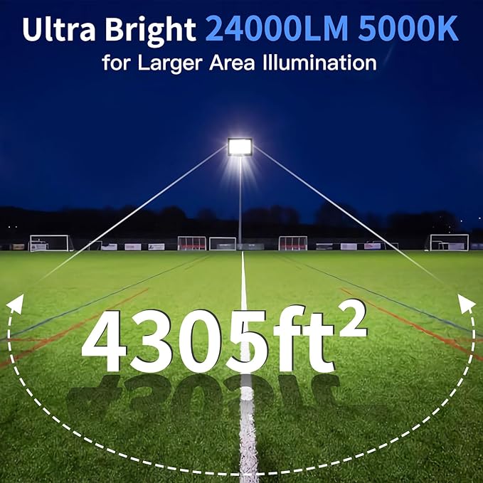 200W LED Flood Light Outdoor with Plug+10ft Wire 24000Lm Super Brighter Security Light IP66 Waterproof LED Worklight 5000K Daylight White Exterior Floodlight for Yard Garden Garage Stadium(2 Pack)