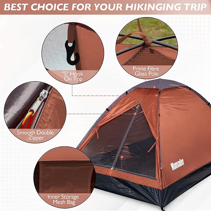 2 Person Camping Dome TentWaterproof Lightweight Portable Tents for Outdoor Camping Hiking Travel