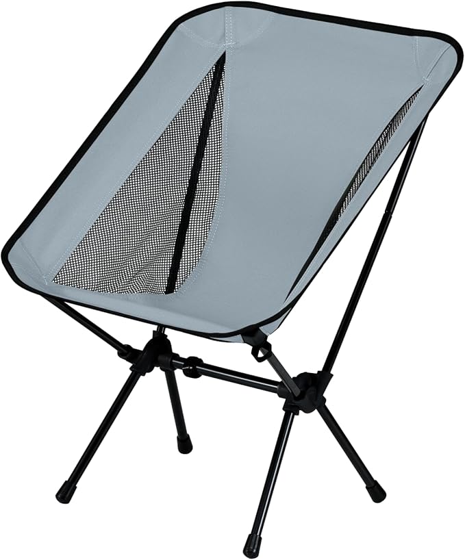 Lightweight Portable Essential Folding Camping ChairSturdy with X-Frame120kg CapacityFoldable with Carry BagQuick Setup for OutdoorHikingBeachBackpacking (Glacier Gray)