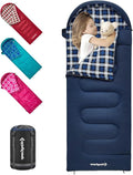KingCamp 45°F Kids Sleeping Bag Lightweight Waterproof &amp Compact Flannel Sleeping Bags Cold Weather &amp Warm Youth Essentials Gear Accessories for Camping Fits 10-12 Children up to 4'7-5'5 T