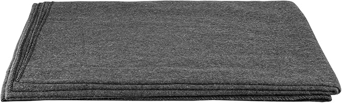 FOX OUTDOOR PRODUCTS Wool Blanket - Warm Lightweight Wool Blend Blanket with Whip-Stitched Edges for Outdoor &amp Home Use GI Style - Grey