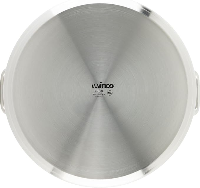 Winware Stainless Steel 32 Quart Stock Pot with Cover Silver