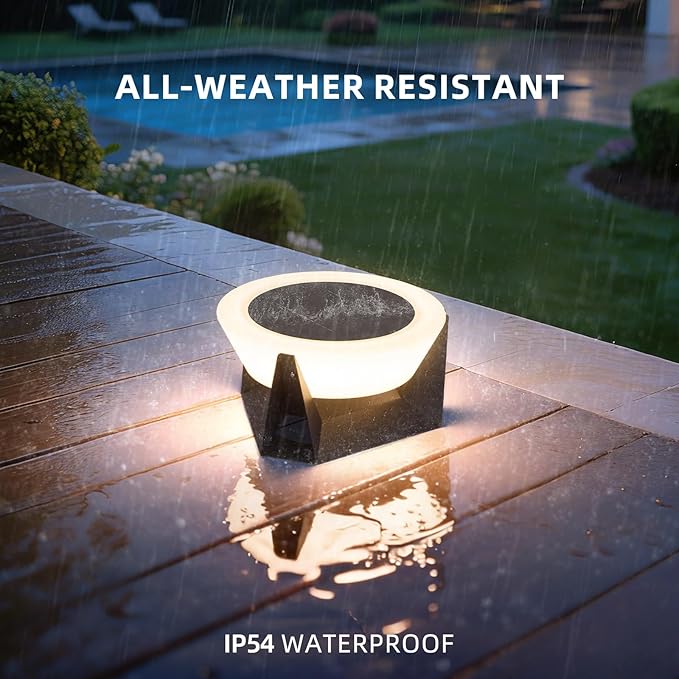 Solar Post Lights 11.02 Pillar Light Outdoor Waterproof 3000K Column Lights Solar Powered Lamp Post Lighting Modern Column Lamps Dusk to Dawn Lantern for Patio Fence Deck Garden Posts