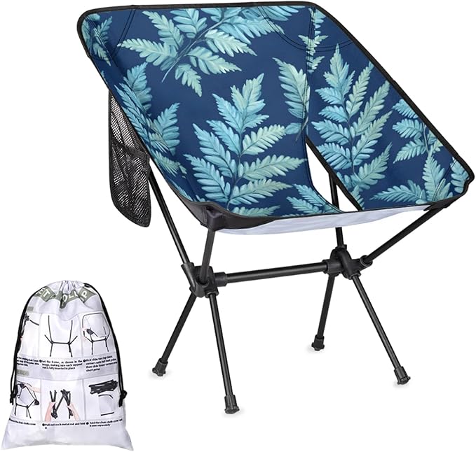 Honeybaby Folding Camping Chair Fern Leaves Theme Camping Chairs Lightweight Portable Chair Outdoor Foldable Chairs for Camping Travel Picnic Beach Hiking