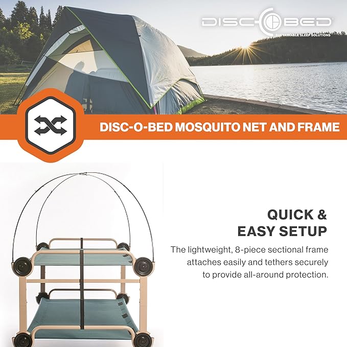 Disc-O-Bed Mosquito Net and Frame for Cam-o-Bunk Camping Cots Green