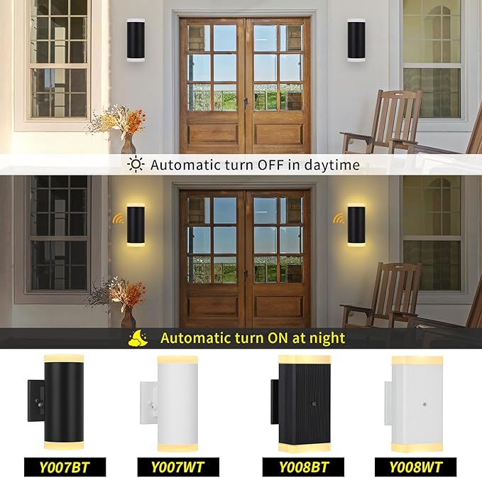 Dusk to Dawn Outdoor Lighting ZUUKOLE Waterproof Exterior Wall Lantern Anti-Rust Aluminum Wall Mount Lighting Cylinder Design – Up Down Lights Outdoor for Porch Patio or Garage 2 Pack